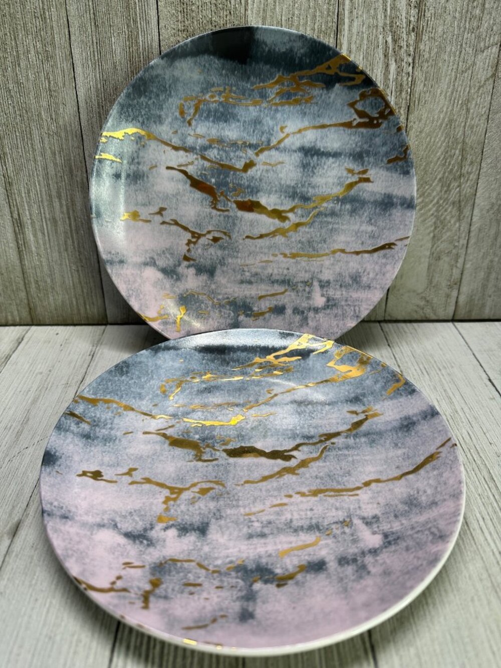 Vintage American Atelier Salad Plate Marble Design Porcelain 7.5'' - Set of 2